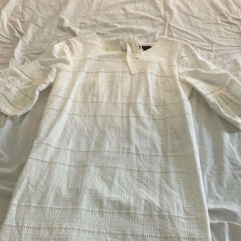 White flowey eyelet detail dress